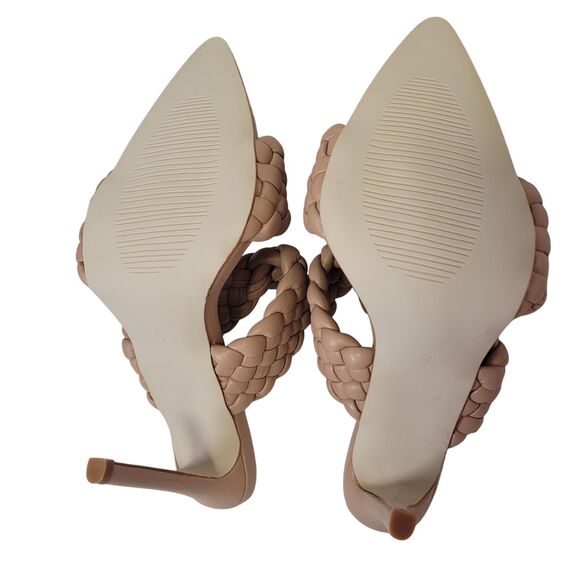 Viviany Women's Nude Braided Mule Heels With Pointed Toe & Stiletto Heel Size 8 - Picture 10 of 12